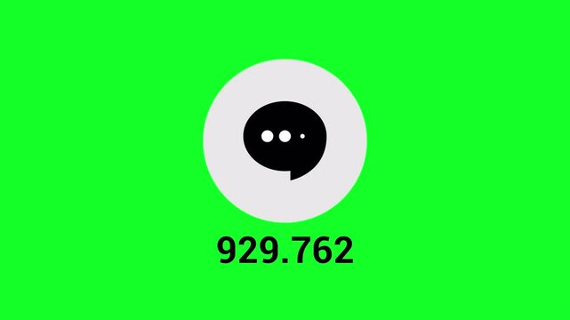Chat Notification Counter Icon With Green Screen. 4k Animation
