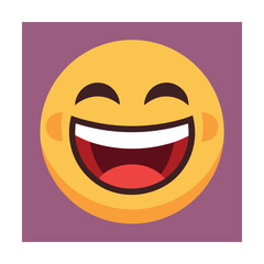 Joyful laughing emoji illustration with open mouth expressing happiness and delight.