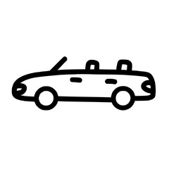 Hand Drawn Convertible Car Vector Illustration in Simple Line Art Style