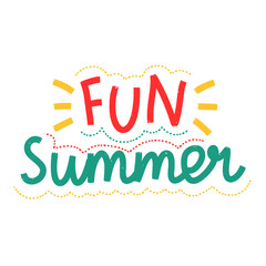 Colorful Fun Summer Typography Vector Illustration with Handwritten Style