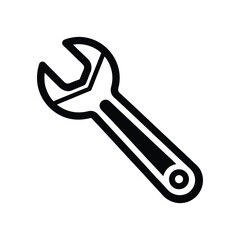 a black outline wrench vector illustration.eps