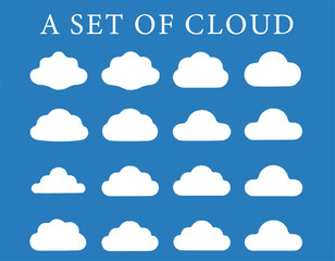 Abstract White Cloud Set – Isolated Cloudy Shapes on a Blue Background Vector