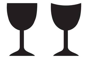 Different filled wine glasses vector icon set. Wine glass symbol vector icon. Glassware and Drinkware icons of beer, wine, alcohol, brandy, martini, champagne, Cocktail, Vector illustration.