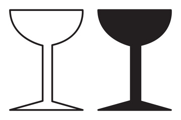 2 wine glass in toast silhouette, wineglass silhouette and line art vector icon. Drink glass icon set. vector illustration.