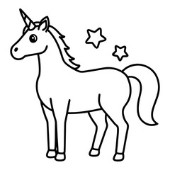 Obraz premium Christmas unicorn line art vector illustration 