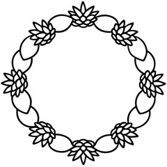 Christmas wreath with pine cones line art vector illustration 