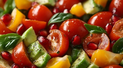 Fresh and Colorful Salad with Tomatoes and Basil