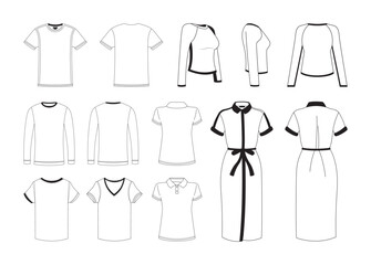 Naklejka premium T-shirt Outline vector, T-shirt Outline clipart, T-shirt Outline silhouette