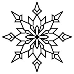 Snowflake mandala pattern line art vector illustration 