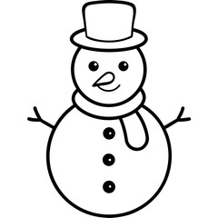 Snowman line art vector illustration 