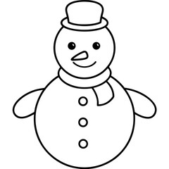 Snowman line art vector illustration 