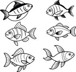 Fototapeta premium vector set of fish