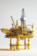 Yellow oil rig,  isolated on white background