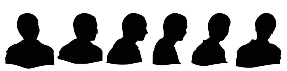 Conceptual human head isolated on white background as abstract avatar as a set or collection banner for social design concept. Human closeup anonymous faces head shot for human character illustration