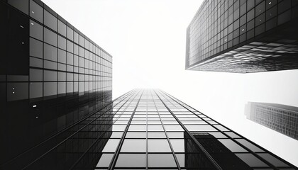 Fototapeta premium Modern skyscrapers in black and white perspective view