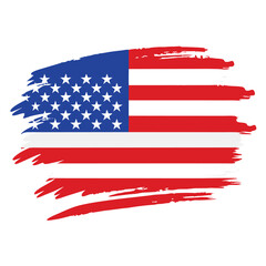 Artistic grunge style american flag illustration on white background representing us patriotism