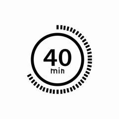 Forty minutes timer clock icon vector sign