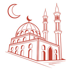 Minimalist Islamic architecture drawing