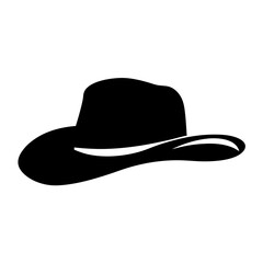 Simple Silhouette of a Classic Cowboy Hat Against a White Background