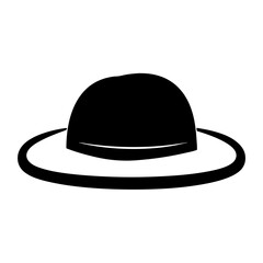 Simple black hat design with wide brim on a white background