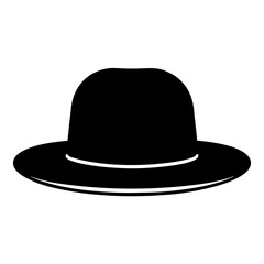 Simple Black Silhouette of a Classic Fedora Style Hat with Brim