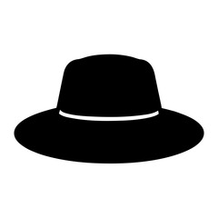 Minimalist black hat with brim and white band on a white backdrop