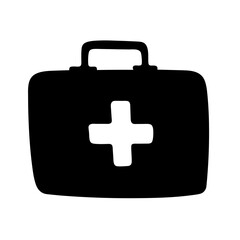 Minimalist first aid kit black silhouette with white cross symbol design