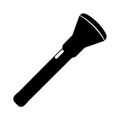 Black and white vector illustration of a flashlight lighting the way
