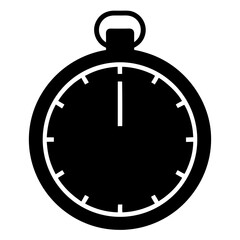 Simple graphic representation of a classic pocket watch indicating one o'clock
