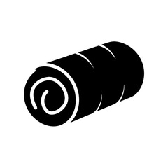 Rolled sleeping bag icon, simple and clean design in black and white