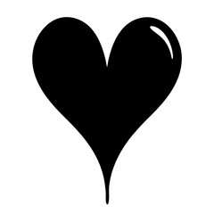 Simple Shiny Black Heart Shape Against a White Background for Projects