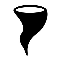 Stylized depiction of a tornado funnel in a minimalist black and white design