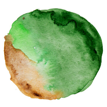 Green and Brown Hand Drawn Watercolor Spot Illustration