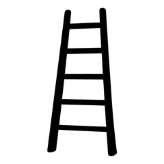 A minimalist black and white illustration of a five rung ladder