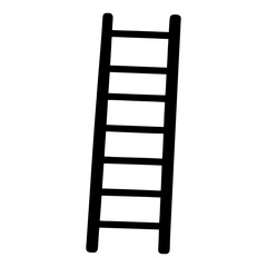 Silhouette of a Straight Ladder with Seven Rungs, Black silhouette of a straight ladder with seven evenly spaced rungs, isolated on a white background symbolizing ascent or progress.
