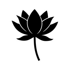 Elegant black and white lotus flower illustration with a simple yet striking design