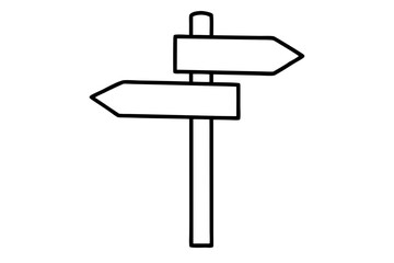 Simple Black Line Drawing of a Wooden Directional Sign – Vector SVG


