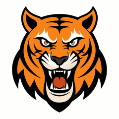 anger tiger face, animals head vector icon on white background