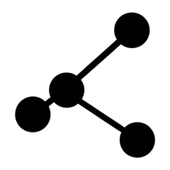 Molecule icon with three circles connected by lines, representing connectivity