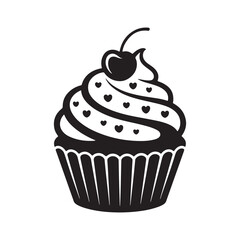 chocolate cupcake with cherry vector