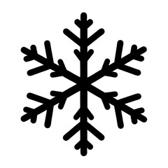 Geometric snowflake design in black on white background representing winter season