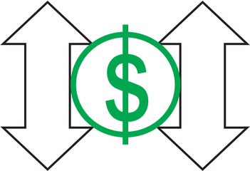 Dollar sign up and down arrow...