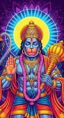 Obraz premium hanuman wallpaper hd 1080p animation 9:16 for mobile phone screen wallpaper | hanuman ji photo hd 4k | hanuman ji wallpaper 4k | hanuman jayanti neon background poster