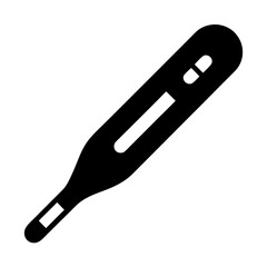 Black and White Illustration of a Classic Mercury Thermometer for Healthcare