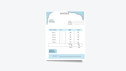 Sky printable invoice design on illustration	