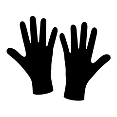 Two black silhouetted human hands are shown against a white background