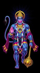 Fototapeta premium hanuman wallpaper hd 1080p animation 9:16 for mobile phone screen wallpaper | hanuman ji photo hd 4k | hanuman ji wallpaper 4k | hanuman jayanti neon background poster