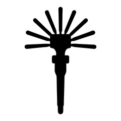 Stylized Antenna Router Connection Point Vector Illustration in Black Silhouette