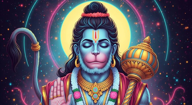 hanuman wallpaper hd 1080p animation 16:9 for laptop desktop |  hanuman ji photo hd 4k | hanuman ji wallpaper 4k | hanuman jayanti neon background poster