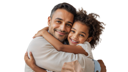 Happy father and daughter hugging
